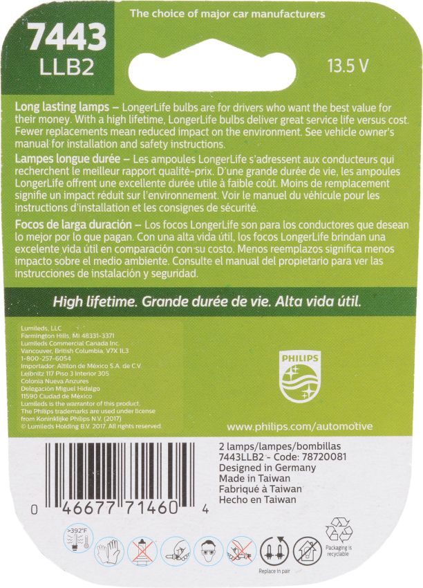 Philips 7443LLB2 Philips LongerLife Miniature 7443LL