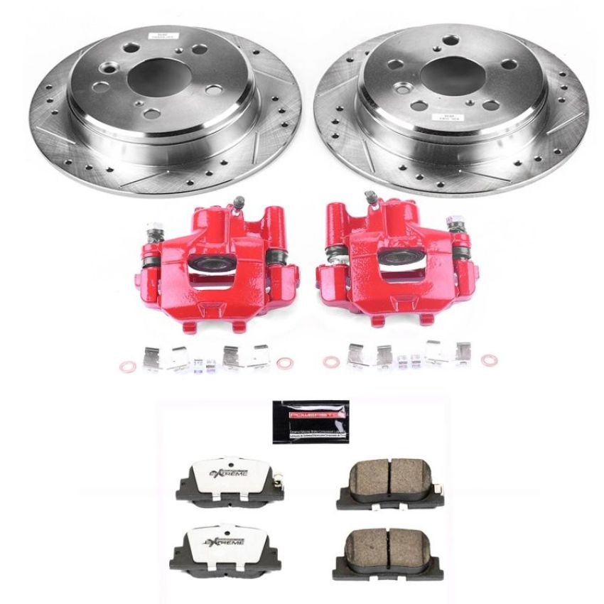 PowerStop KC1084-26 Z26 Street Performance Ceramic Brake Pad, Drilled Slotted Rotor, and Caliper Kit