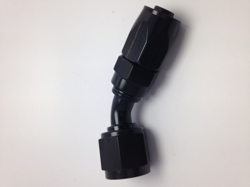 FRAGOLA FRG224509-BL Hose Fitting #10 45 Deg. to #8 Hose Black