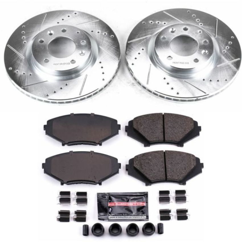 PowerStop K2964 Z23 Daily Driver Carbon-Fiber Ceramic Brake Pad and Drilled & Slotted Rotor Kit