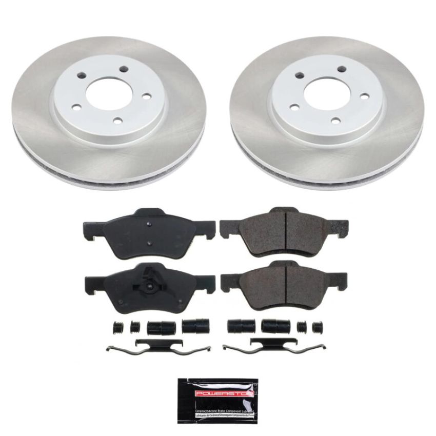 PowerStop SC5571 Semi-Coated Rotor and Low-Dust Ceramic Brake Pad Kit
