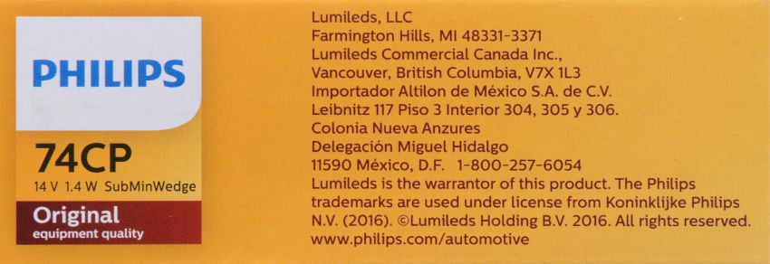 Philips 74CP Philips Standard Miniature 74 Pack of 10