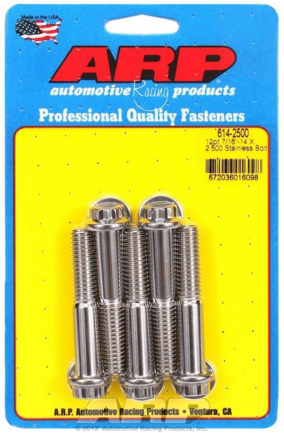 ARP ARP614-2500 S/S Bolt Kit - 12pt. (5) 7/16-14 x 2.500