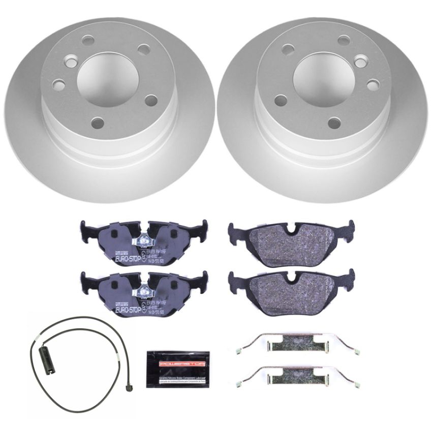 PowerStop ESK633 Genuine Geomet Coated Rotors, ECE-R90 Brake Pads + Hardware Kit
