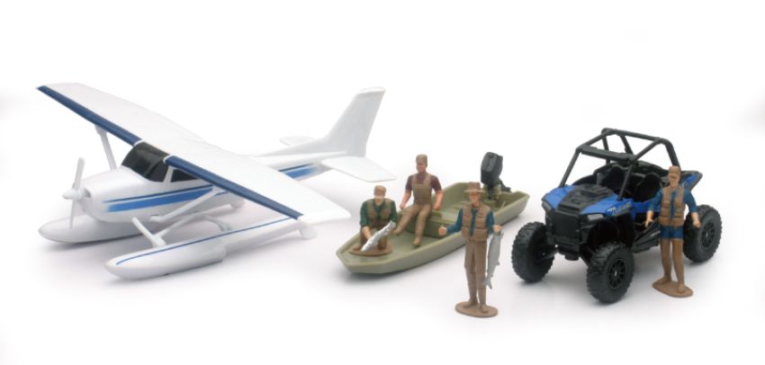 New Ray Toys SS-05716 Xtreme Adventure with Polaris RZR and Float Plane Set