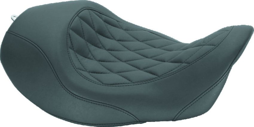 Mustang Motorcycle 76710 Mustang 06-17 Harley Dyna Wide Tripper Forward Solo Seat Diamond Stitch - Black