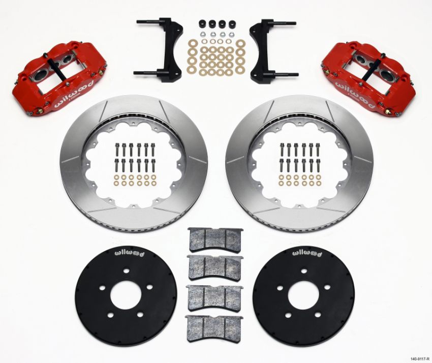 Wilwood 140-9117-R Narrow Superlite 6R Front Hat Kit 14.00in Red 1994-2004 Mustang
