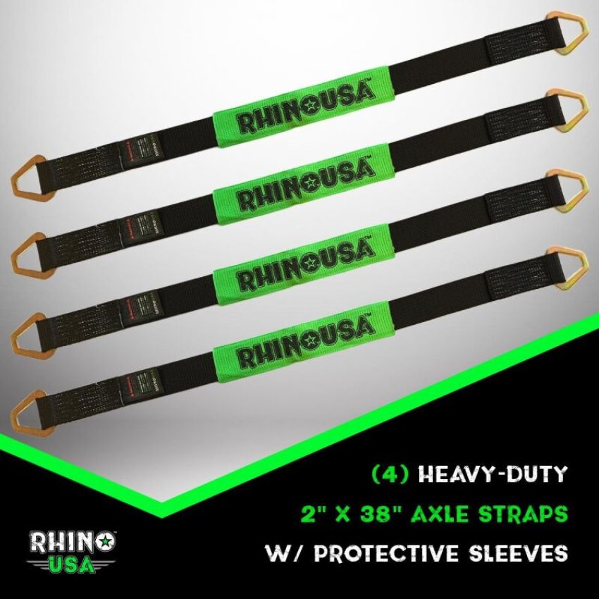 Rhino USA RNO-AXLESTRAPS Axle Tie Down Straps (4-Pack) 2In X 38In - Black
