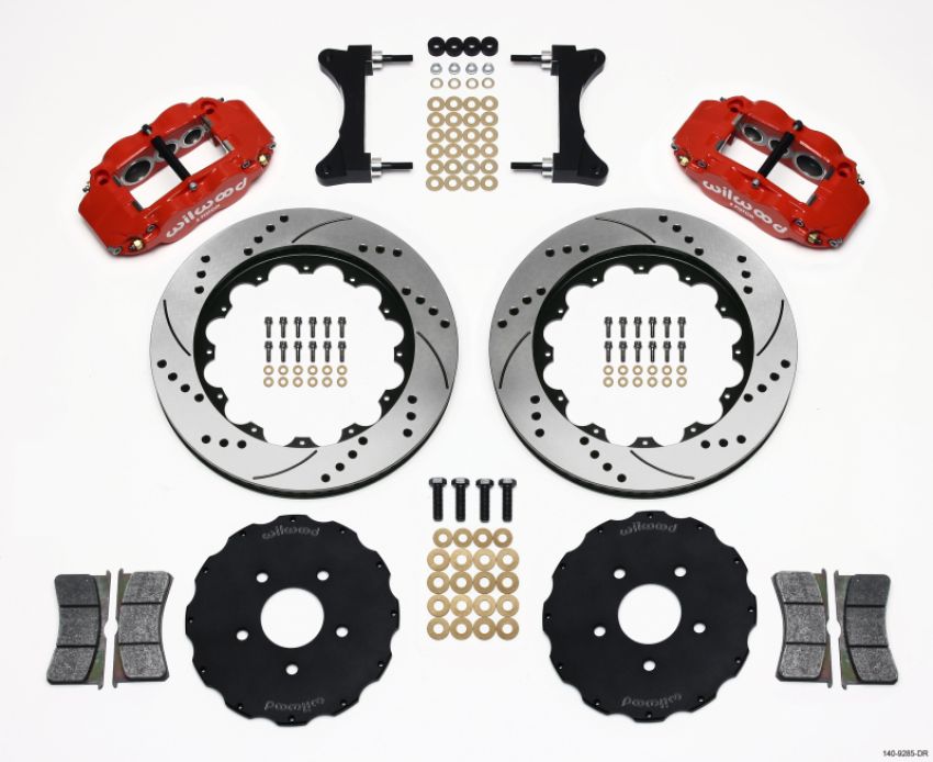 Wilwood 140-9285-DR Narrow Superlite 6R Front Hat Kit 14.00in Drilled Red Mitsubishi EVO VIII