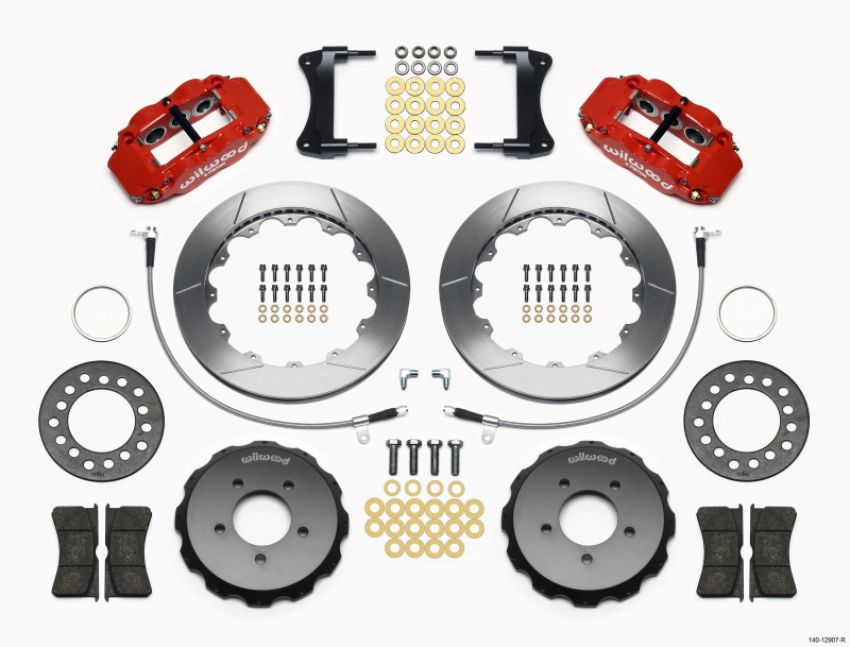 Wilwood 140-12907-R Narrow Superlite 6R Front Hat Kit 12.88in Red 2005-Up Mazda Miata w/ Lines