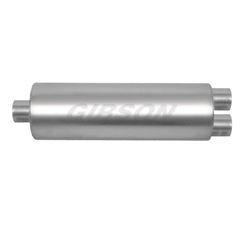 Gibson Performance Exhaust 758219S SFT Superflow Center/Dual Round Muffler; Stainless
