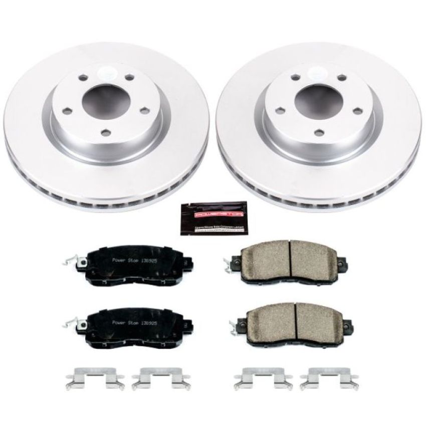 PowerStop CRK6494 Genuine Geomet Coated Rotor and Low-Dust Ceramic Brake Pad Kit
