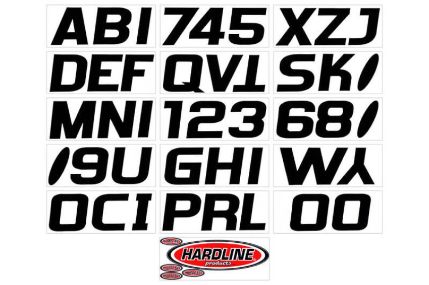 Hardline BLK700EC Boat Lettering Registration Kit 3 in. - 700 Solid Black