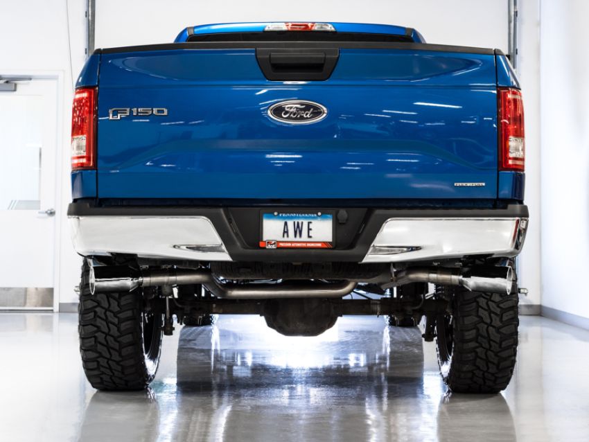 AWE Tuning 3015-32104 2015+ Ford F-150 0FG Dual Exit Performance Exhaust System w/5in Chrome Silver Tips