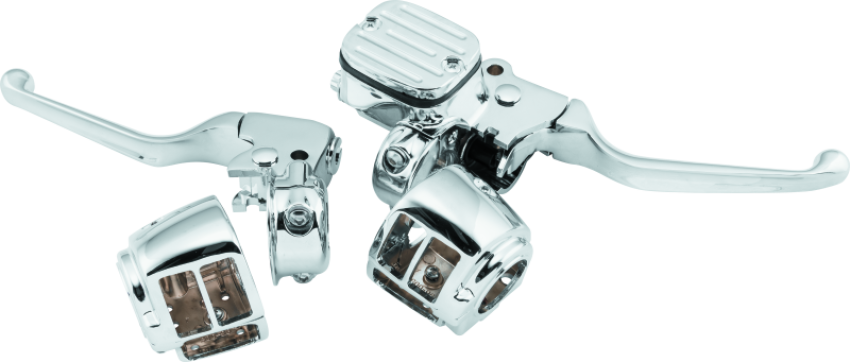 Bikers Choice 488730 96-06 Big Twin 96-03XL With 9/16 Bore Master Cylinder Chrome Handlebar Control Kit