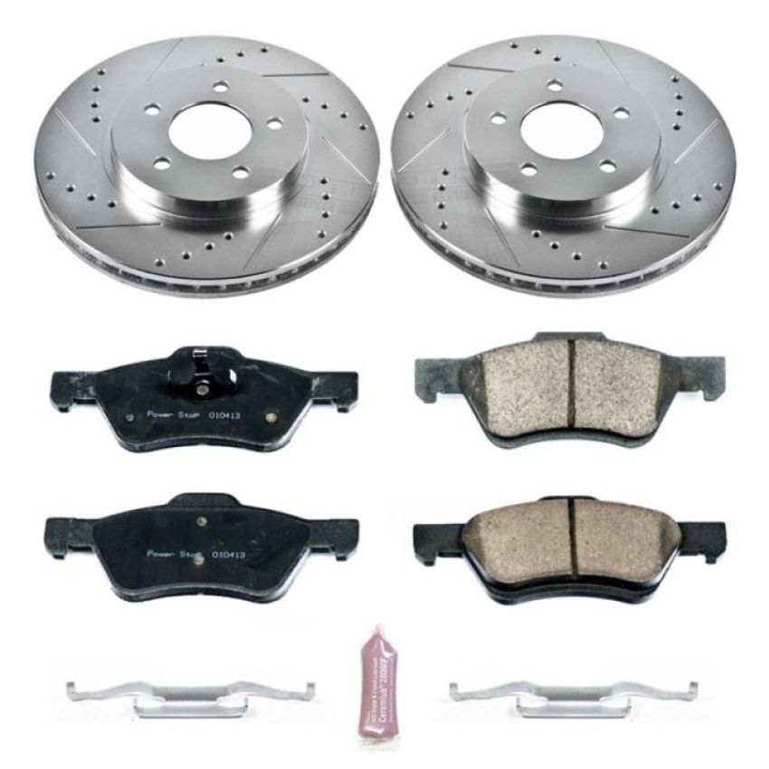 PowerStop K5572 Z23 Daily Driver Carbon-Fiber Ceramic Brake Pad and Drilled & Slotted Rotor Kit