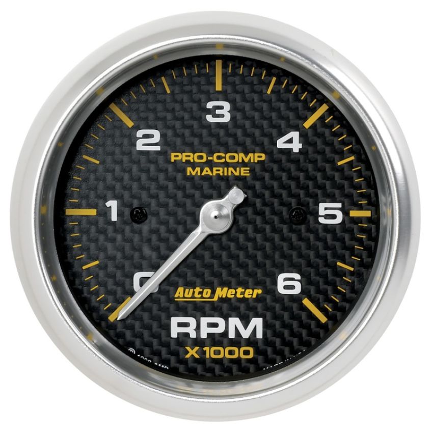 AutoMeter 3-3/8in In-Dash Tachometer, 0-6,000 RPM, Marine Carbon Fiber