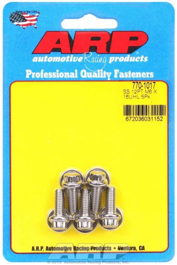 ARP ARP770-1017 S/S Bolt Kit - 12pt. (5) 6mm x 1.00 x 16