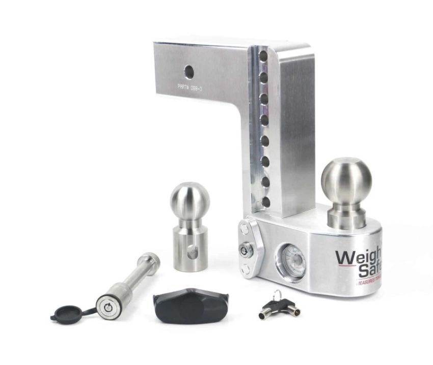 Weigh Safe WS8-3-KA 8in Drop Hitch w/Built-in Scale & 3in Shank (10K/21K GTWR) w/WS05 - Aluminum