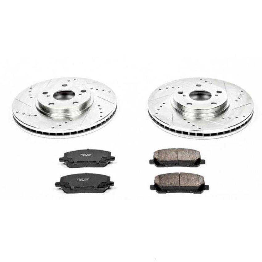 PowerStop K1137 Z23 Daily Driver Carbon-Fiber Ceramic Brake Pad and Drilled & Slotted Rotor Kit