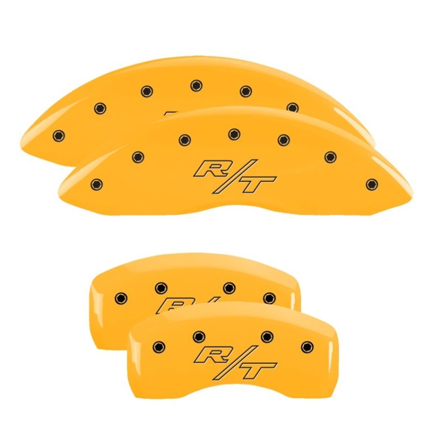 MGP 12192SRTRYL 4 Caliper Covers Engraved Front & Rear Vintage Style/RT Yellow finish black ch