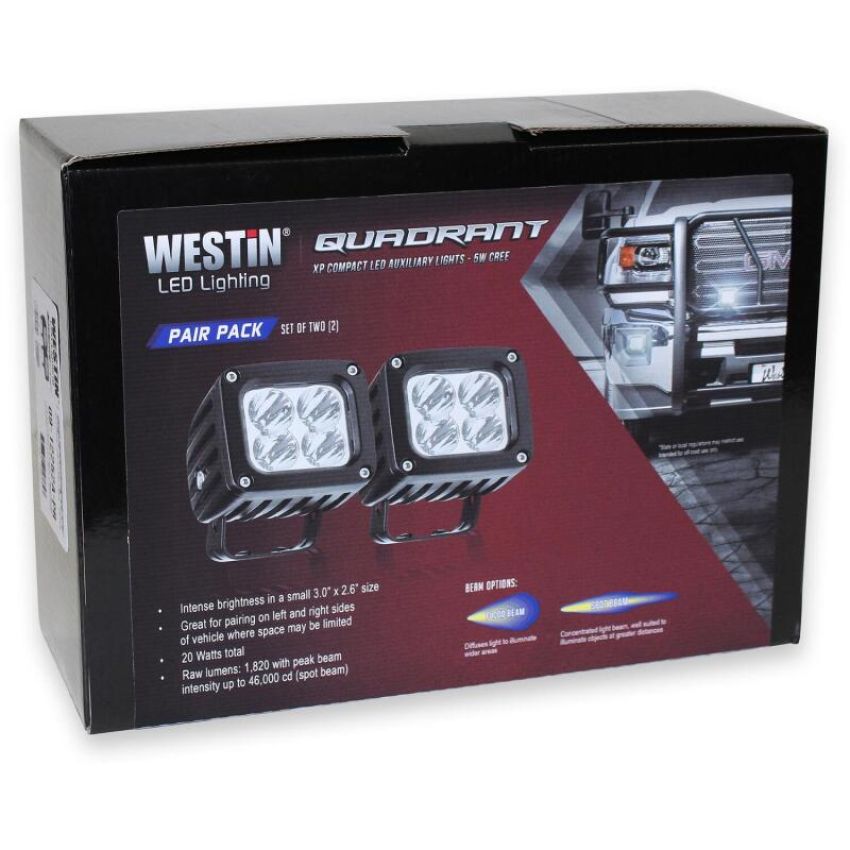 Westin Quadrant LED Auxiliary Light 3 inch x 2.5 inch Spot w/5W Cree (Set of 2) - Black