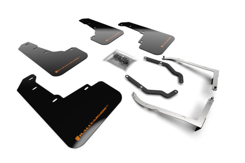 Rally Armor MF46-LTUR-BLK/OR Black Mud Flap/Orange Logo