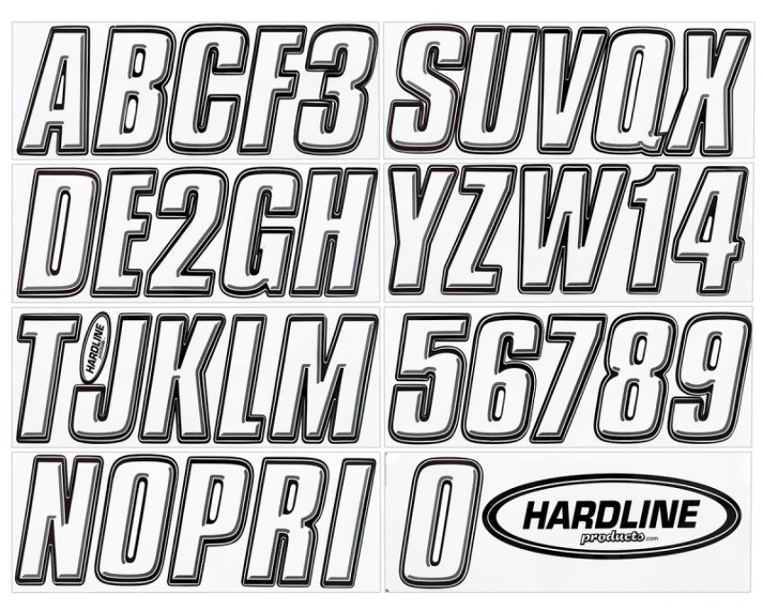 Hardline 800CLBLK Boat Lettering Registration Kit 3 in. - 800 Transparent Clear/Black