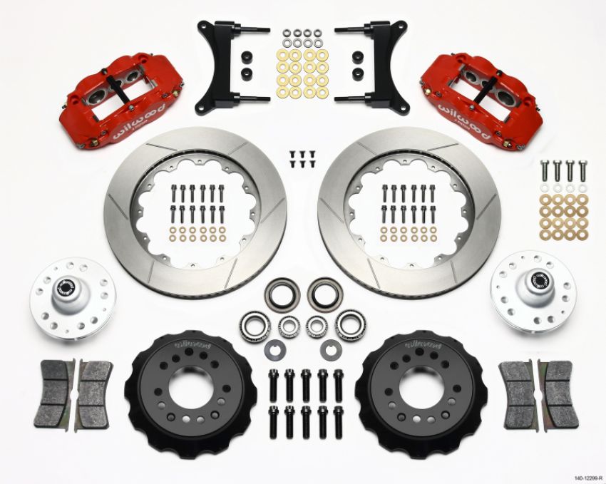 Wilwood 140-12299-R Narrow Superlite 6R Front Hub Kit 14.00in Red 79-87 GM G Body