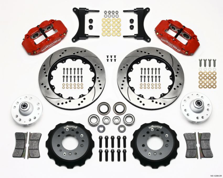 Wilwood 140-12299-DR Narrow Superlite 6R Front Hub Kit 14.00in Drill Red 79-87 GM G Body
