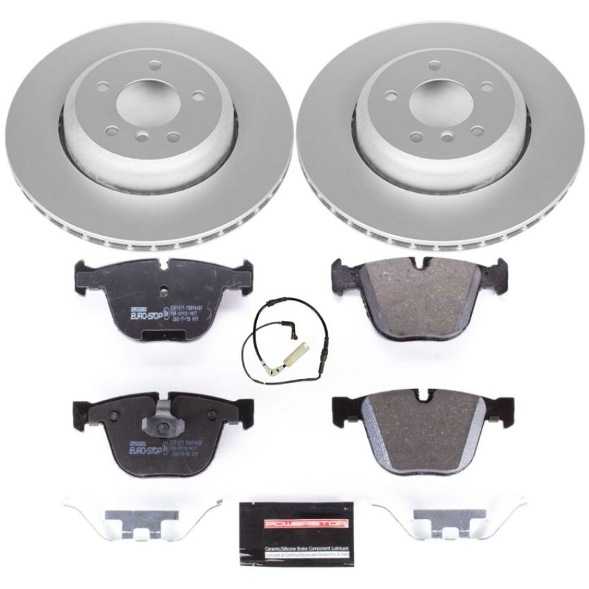 PowerStop ESK2940 Genuine Geomet Coated Rotors, ECE-R90 Brake Pads + Hardware Kit