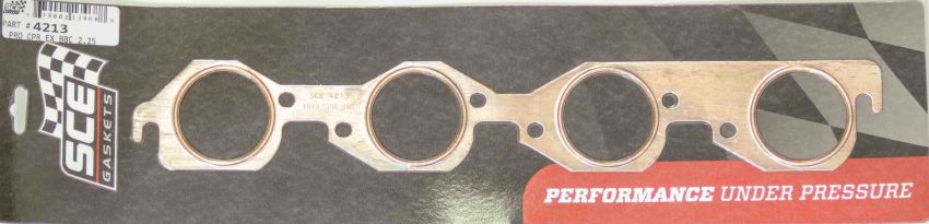 SCE GASKETS 4213 PRO COPPR EMBSSD EXH. FOR CHEV BBC 2.250 ROUND PORT HEADERS