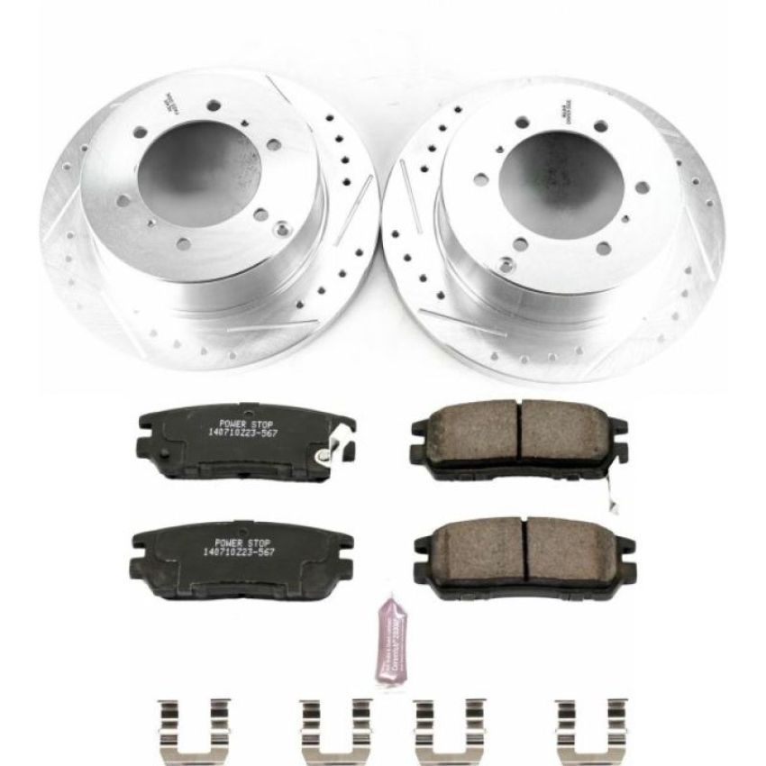 PowerStop K5022 Z23 Daily Driver Carbon-Fiber Ceramic Brake Pad and Drilled & Slotted Rotor Kit