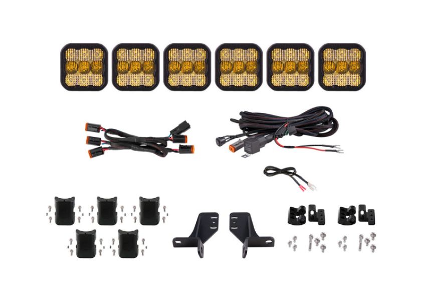 Diode Dynamics DD7236 Bronco SS5 6-Pod CrossLink Grille Lightbar Kit Sport - Yellow Combo