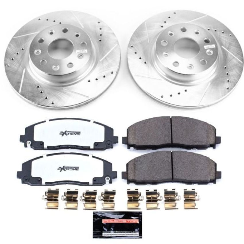 PowerStop K7941-36 Z36 Truck and SUV Carbon-Fiber Ceramic Brake Pad and Drilled & Slotted Rotor Kit