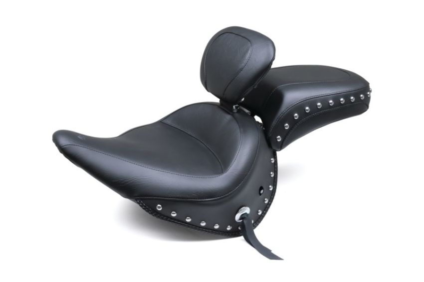 Mustang Motorcycle 79913 Mustang 05-17 Harley Deluxe(w/ Standard Rack) Wide Touring Solo Seat w/DBR Studs - Black