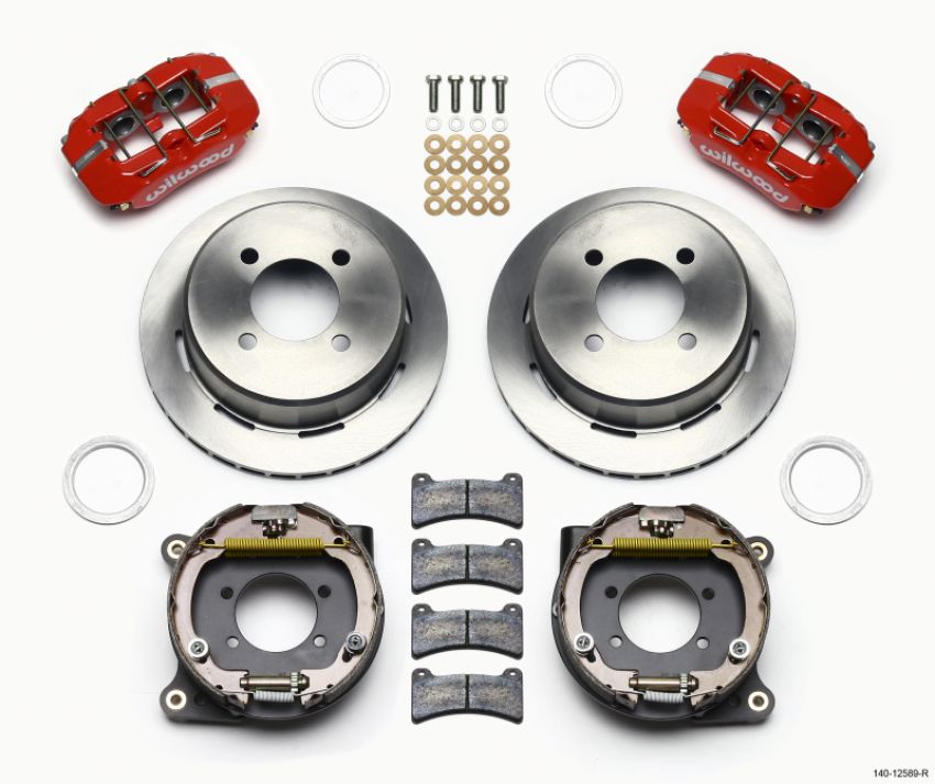Wilwood 140-12589-R Dynapro Low-Profile 11.00in P-Brake Kit - Red Ford 7.5in Rear 2.80 Offset - 4-Lug