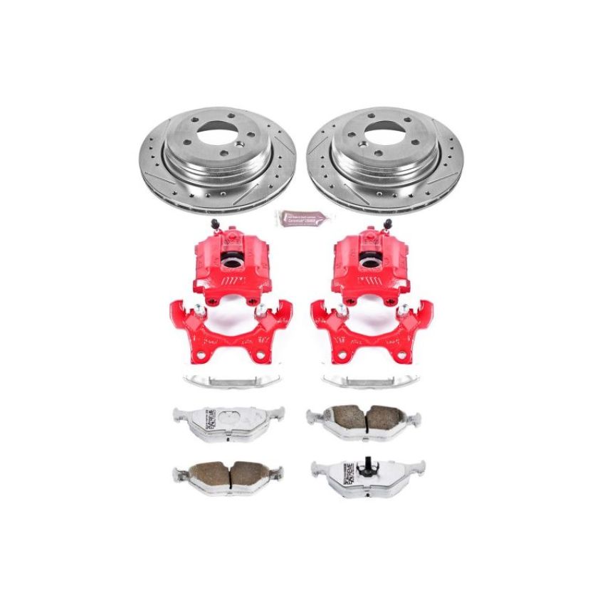 PowerStop KC581-26 Z26 Street Performance Ceramic Brake Pad, Drilled Slotted Rotor, and Caliper Kit