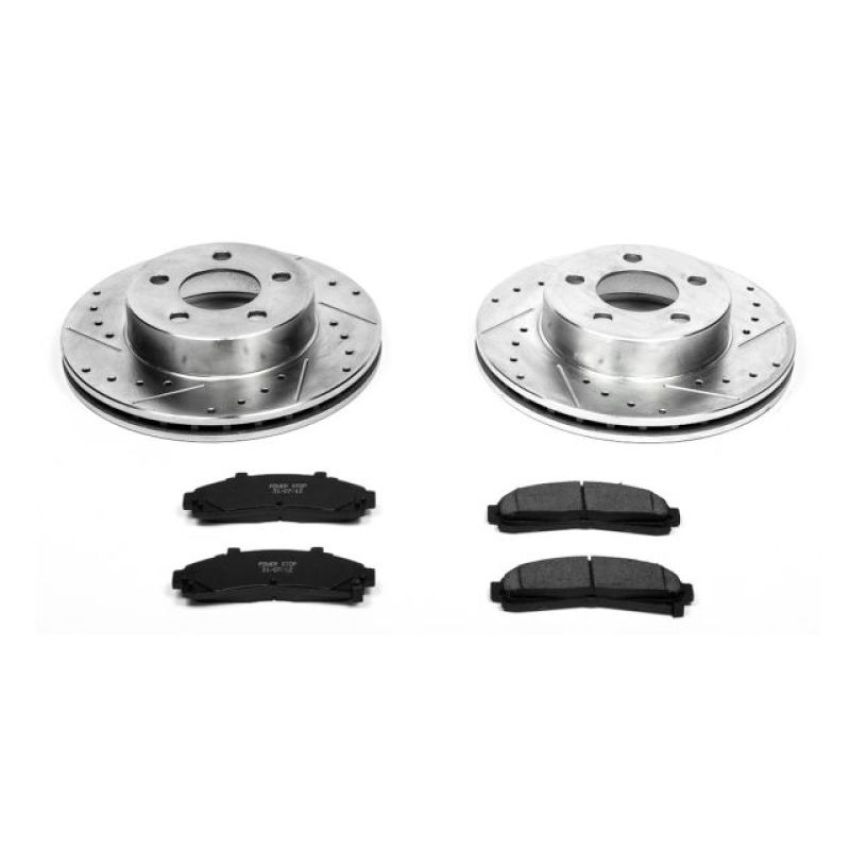 PowerStop K1860 Z23 Daily Driver Carbon-Fiber Ceramic Brake Pad and Drilled & Slotted Rotor Kit