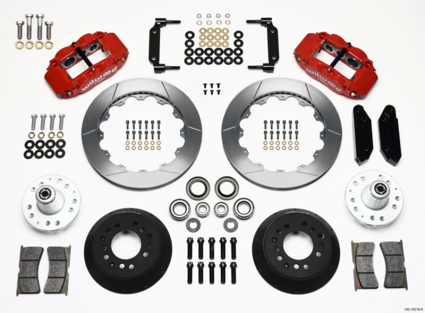 Wilwood 140-10219-R Narrow Superlite 6R Front Hub Kit 12.88in Red 1968-1969 Mustang Disc Spindle