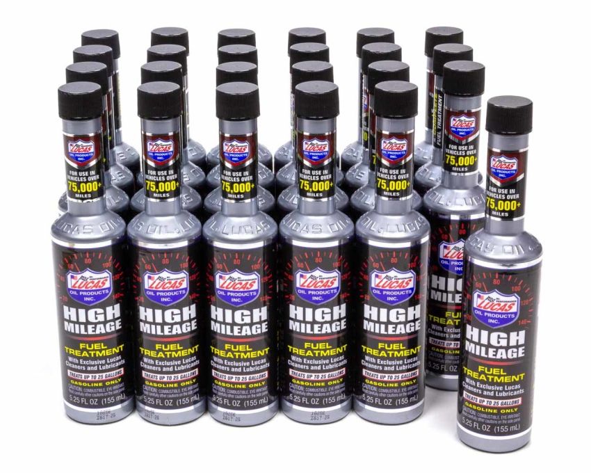LUCAS OIL LUC10977-24 High Mileage Fuel Treat ment Case 24 x 5.25 Oz.