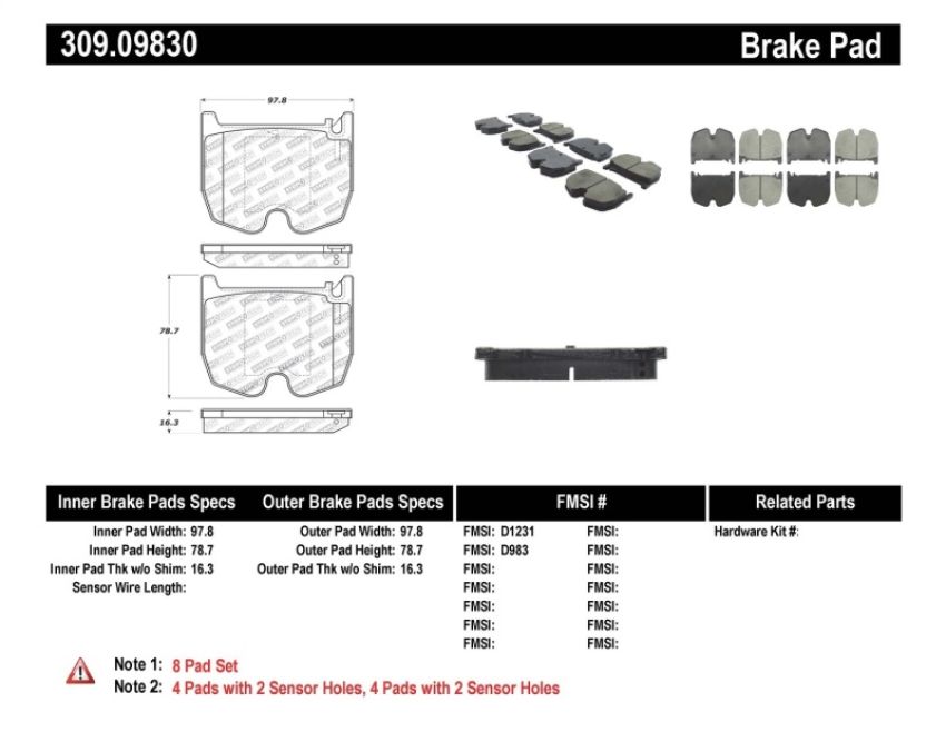 Stoptech 309.09830 Performance Brake Pads