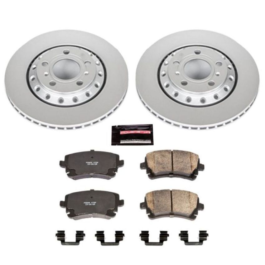 PowerStop CRK4562 Genuine Geomet Coated Rotor and Carbon-Fiber Ceramic Brake Pad Kit