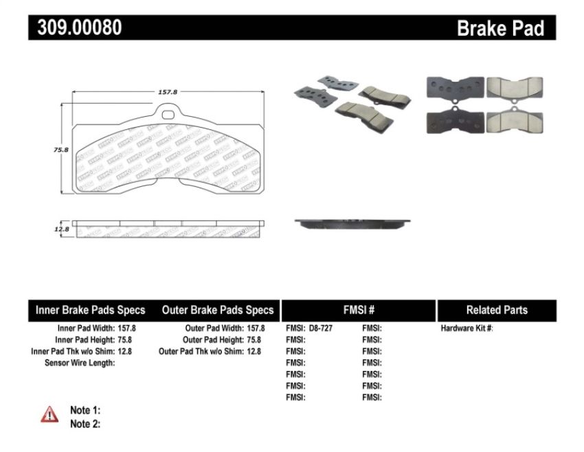 Stoptech 309.00080 Performance Brake Pads