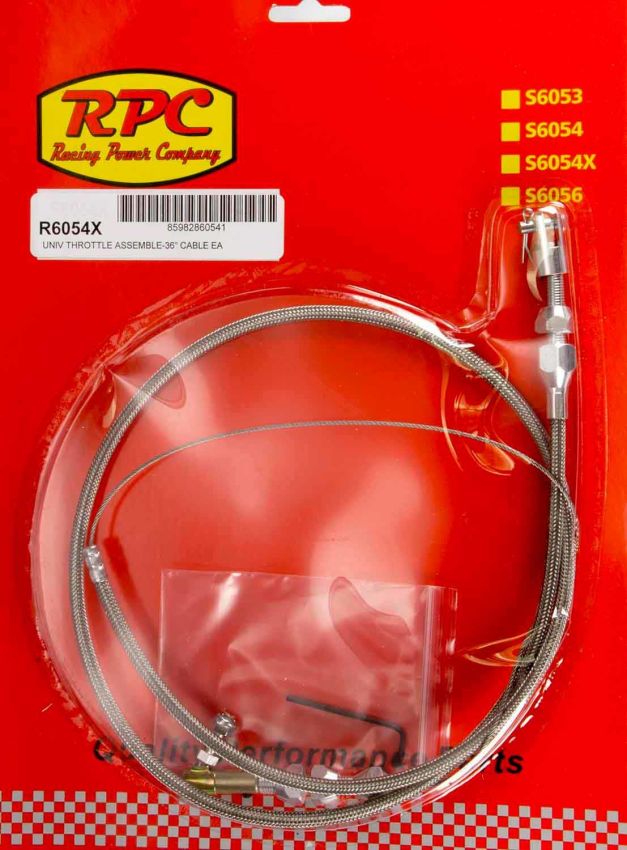 RACING POWER CO-PACKAGED RPCR6054X Stainless Throttle Cable 36in