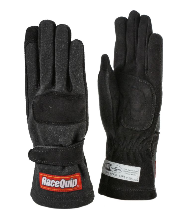 RACEQUIP RQP3550093 Glove Double Layer Child Medium Black SFI-5 Youth