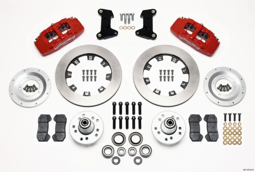 Wilwood 140-10742-R Dynapro 6 Front Hub Kit 12.19in Red 74-80 Pinto/Mustang II Disc Spindle only