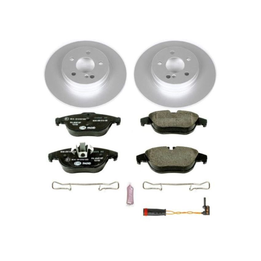 PowerStop ESK6715 Genuine Geomet Coated Rotors, ECE-R90 Brake Pads + Hardware Kit