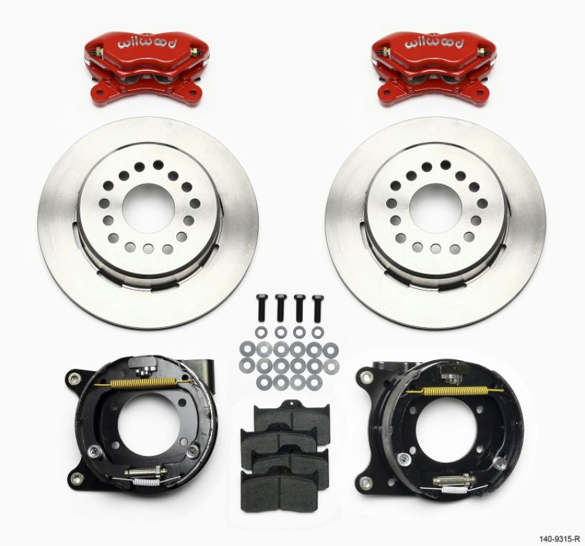 Wilwood 140-9315-R Forged Dynalite P/S Park Brake Kit Red 12 Bolt 2.75in offset Staggered Shock