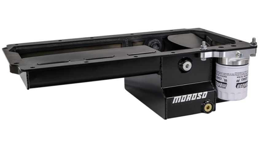 Moroso 20161 Dart LS Next Gen 3 Skirted Block Early F-Body Baffled Drain Back Steel Oil Pan - Black